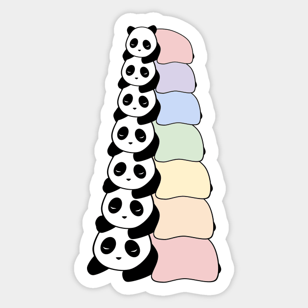 Sleepy Panda Stack (Rainbow, White Background) Sticker by elrathia